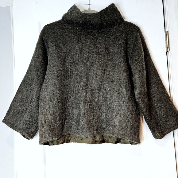 Agnes B. Sweaters - Agnès b Paris Archive Mohair Wool Funnel Neck Knit Jacket Made in France